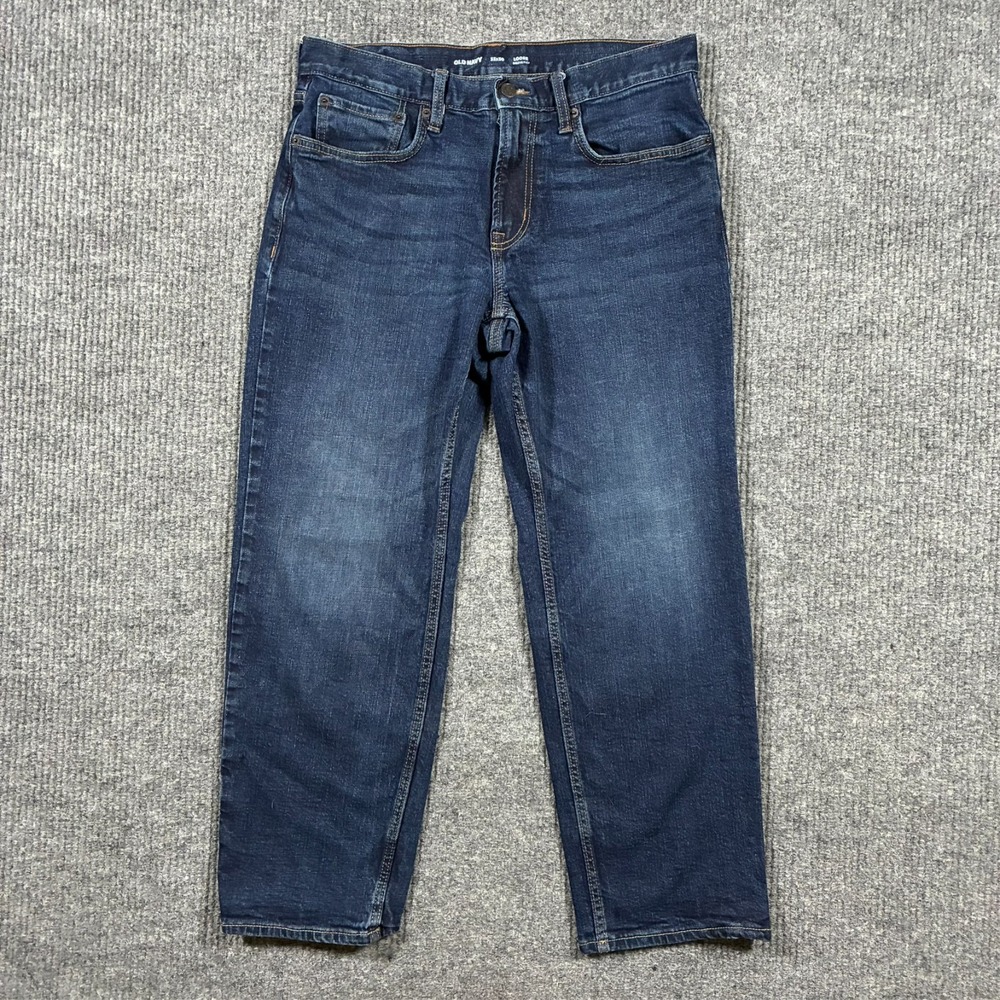 Old Navy Loose Built In Flex Jeans Mens 33x30 Dark Wash Straight Denim Basic